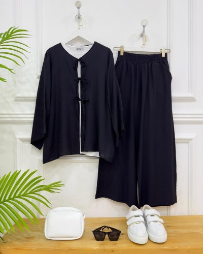 Royal Kimonalı İkili Takım siyah