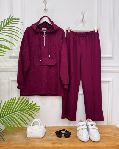 Ejla taşlı oyşo ikili Takım vişne