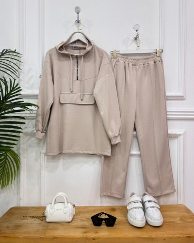 Ejla taşlı oyşo ikili Takım bej