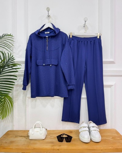 Ejla taşlı oyşo ikili Takım indigo 