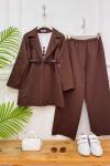 Layza ceketli İkili takım kahverengi