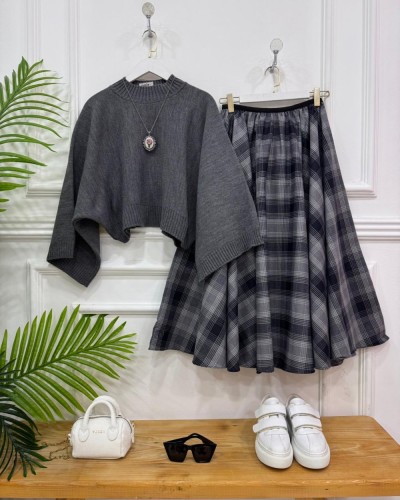 Amara Ekose ikili Kombin Füme kazak, füme etek