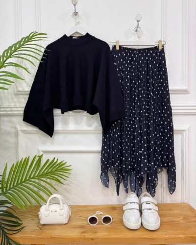 Point İkili kombin Lacivert kazak,lacivert etek