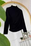 Lisa drapeli bluz siyah