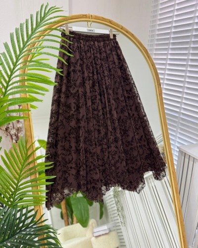 Fiona Tül Etek kahverengi