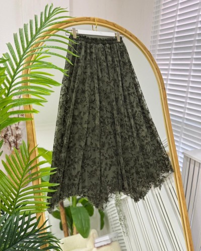 Fiona Tül Etek haki