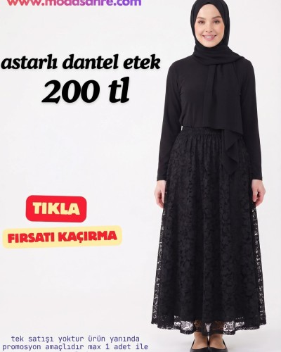 Lili Dantel Etek siyah