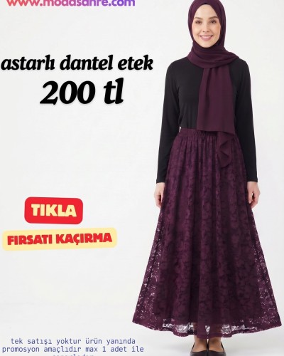 Lili Dantel Etek bordo