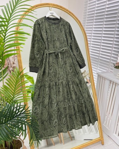 Simay Şifon Elbise haki