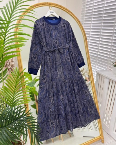 Simay Şifon Elbise lacivert 