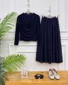 Lirik ikili kombin lacivert etek lacivert bluz