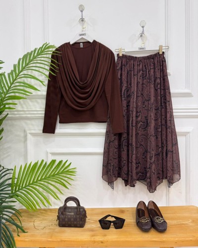 Defne İkili kombin kahve