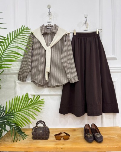 Beyza üçlü kombin kahve