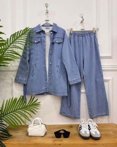 Jinda Kot  ikili Takım  açık mavi 