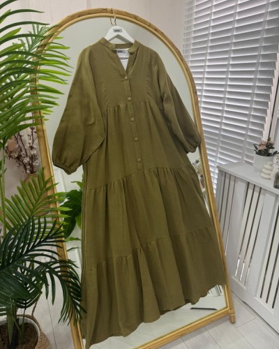 Feyza Elbise olive yeşil