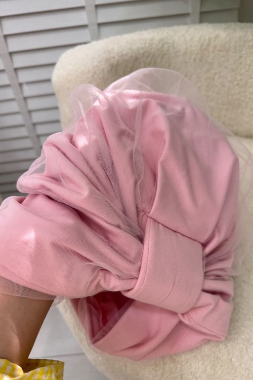 dolgulu tüllü bone pembe