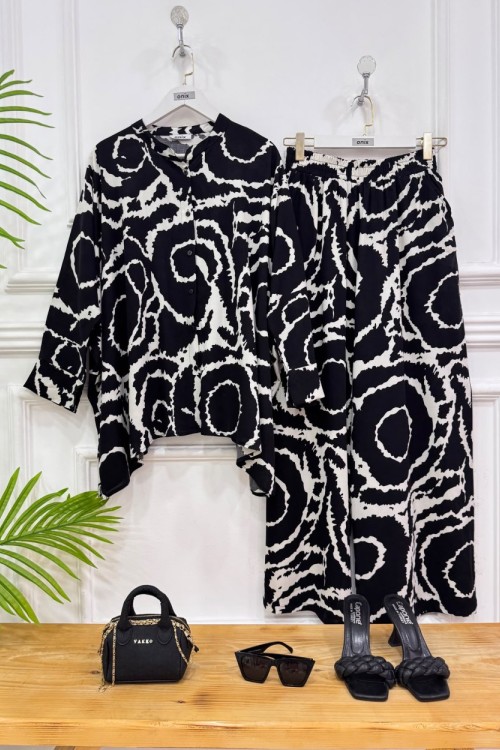 Batik viskon  ikili takım siyah vsk01
