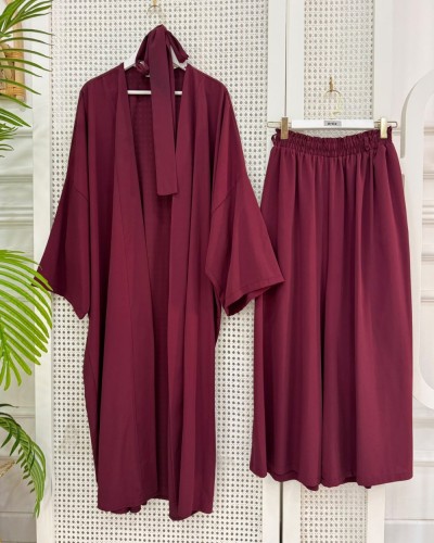 Liyan Abaya takım bordo