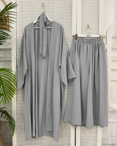 Liyan Abaya takım gri