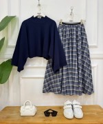 Plaid laci kazak,laci etek