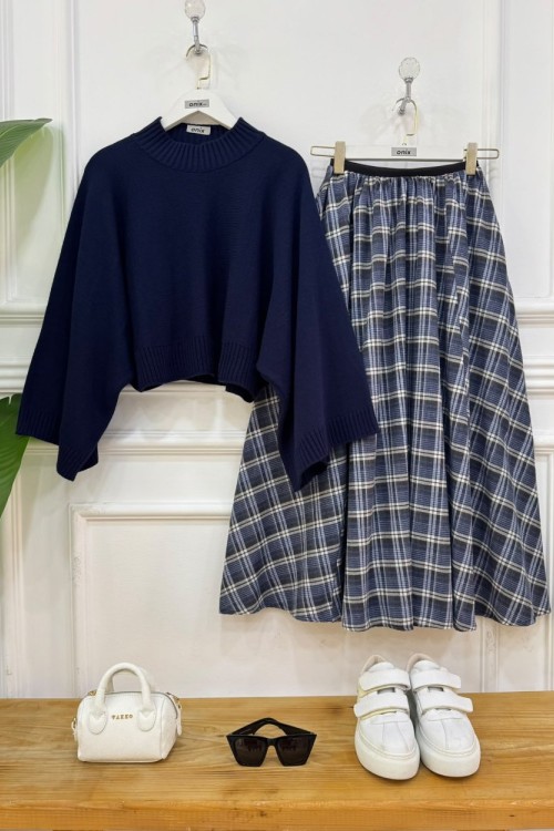Plaid laci kazak,laci etek