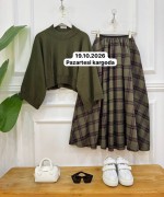 plaid haki kazak,haki etek nx1