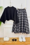 plaid siyah kazak,siyah etek 