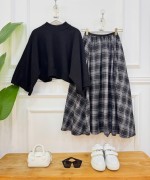 plaid siyah kazak,siyah etek 