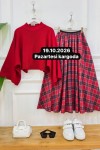 plaid kırmızı kazak,kırmızı etek nx1