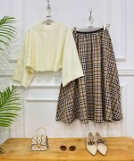 plaid ekru kazak,vizon etek nx1